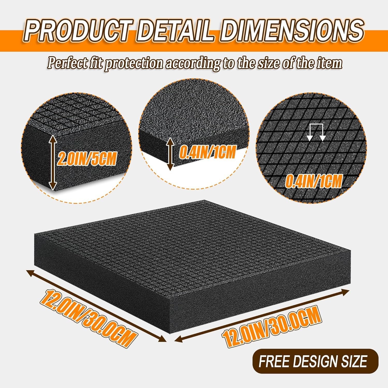 Pick Apart Foam Insert - 3 PCS and Pads - 3 PCS Pluck Pre Cubed Insert Pre Separated Cube Sheet with Bottom for Interlocking Cases Tool Box Board Storage Drawer Pad - 12In*12In image number 3