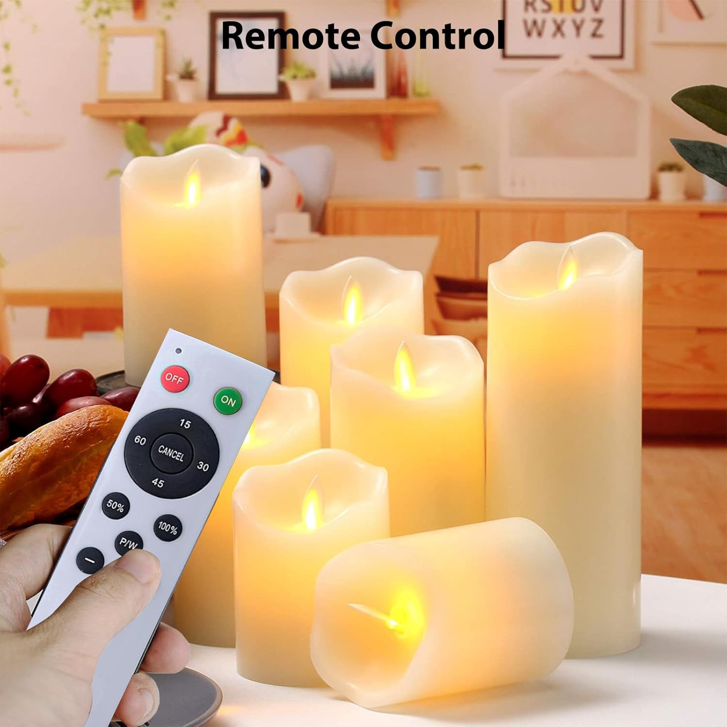 Flameless Candles Led Candles Set of 9 (H 4" 5" 6" 7" 8" 9" X D 2.2") Ivory Real Wax Battery Candles with Remote, Flameless Battery Candles for Candlelight Dinner, Home, Wedding Decoration