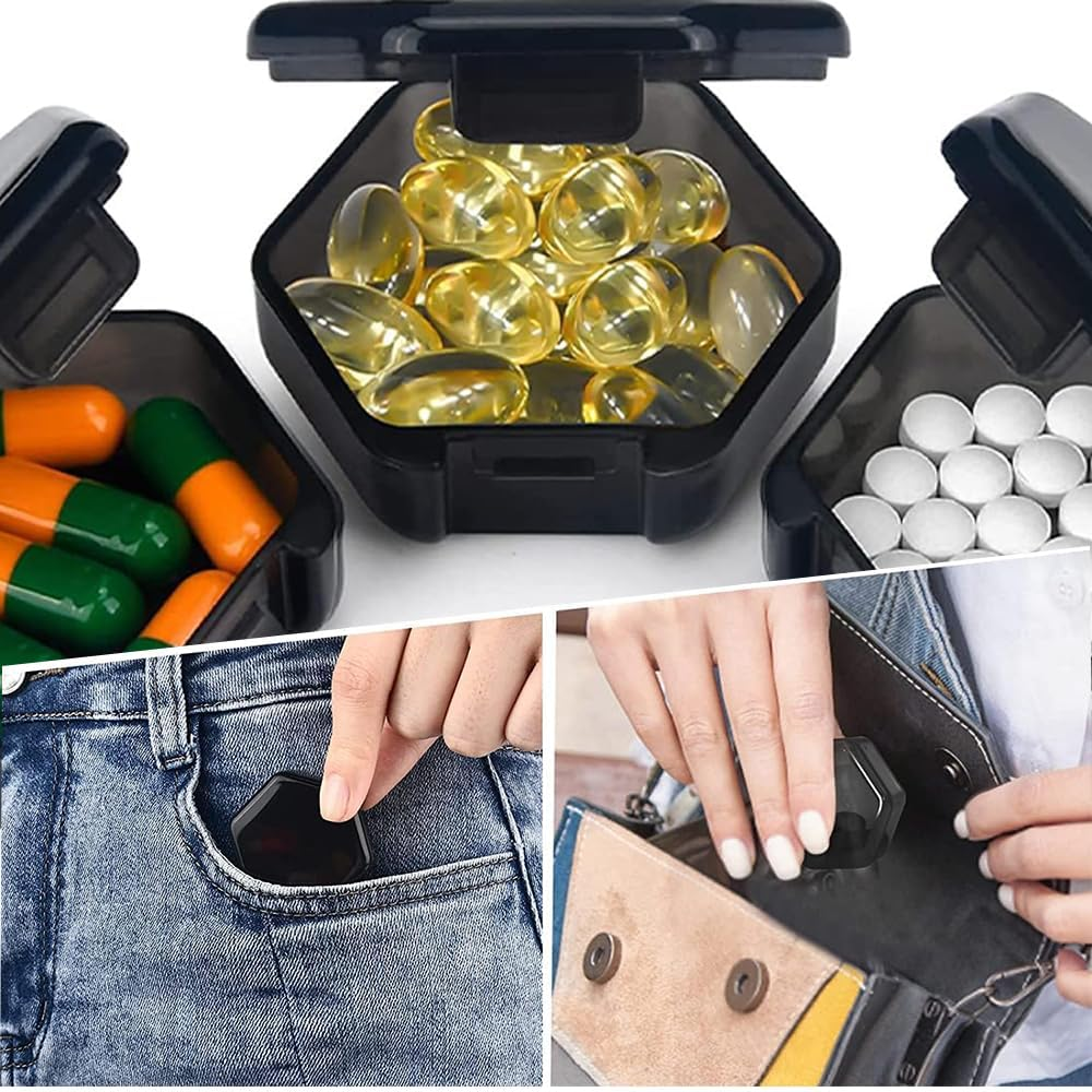 3Pcs Pill Box Small Pill Organizer - for Travel Pill Box Medicine Storage Container，Earplugs Box, Ring Box, Necklace Box, Earrings Box，Bracelet Case，Daily Vitamins image number 3