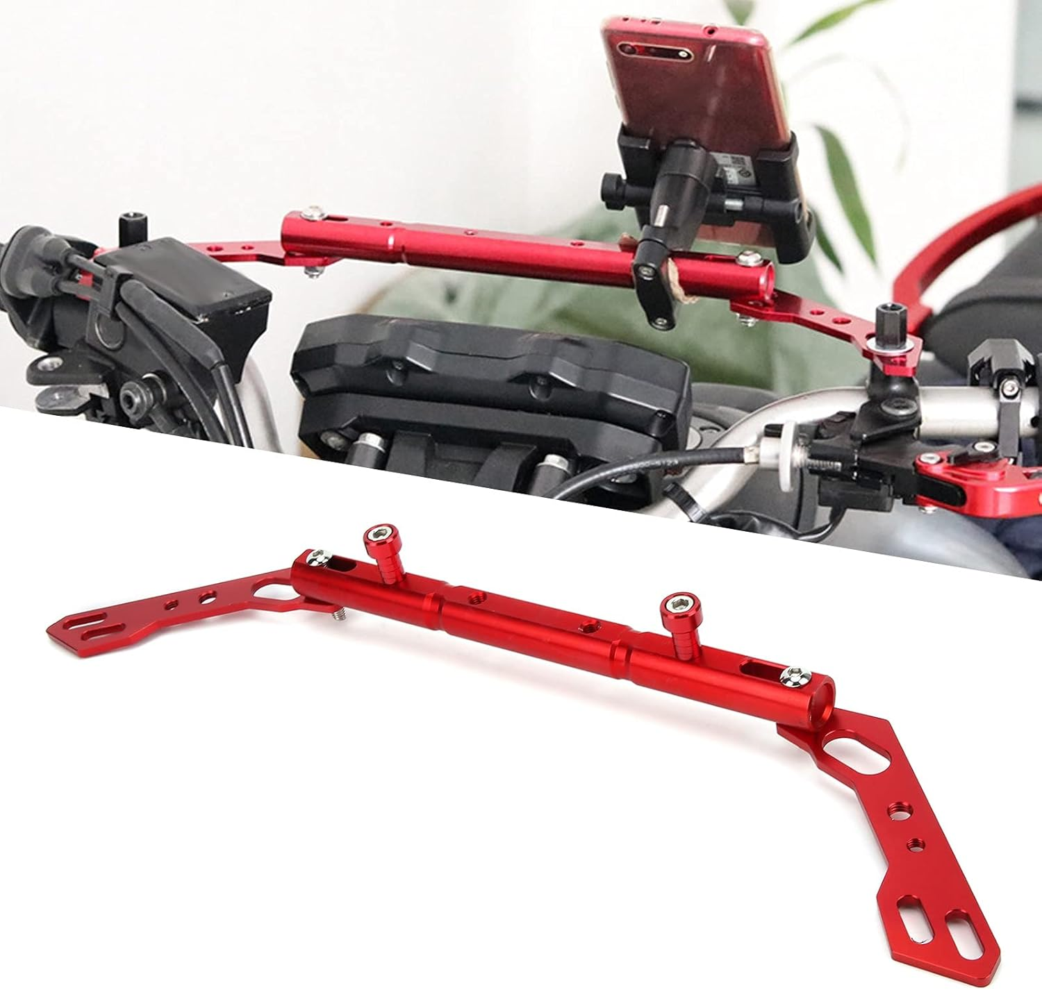 Xtevu Red Motorcycle Balance Bar, Motorbike Reinforce Lever Accessories Lever Replacement Compatible for Yamaha SMAX155/NMAX125 155/XMAX125