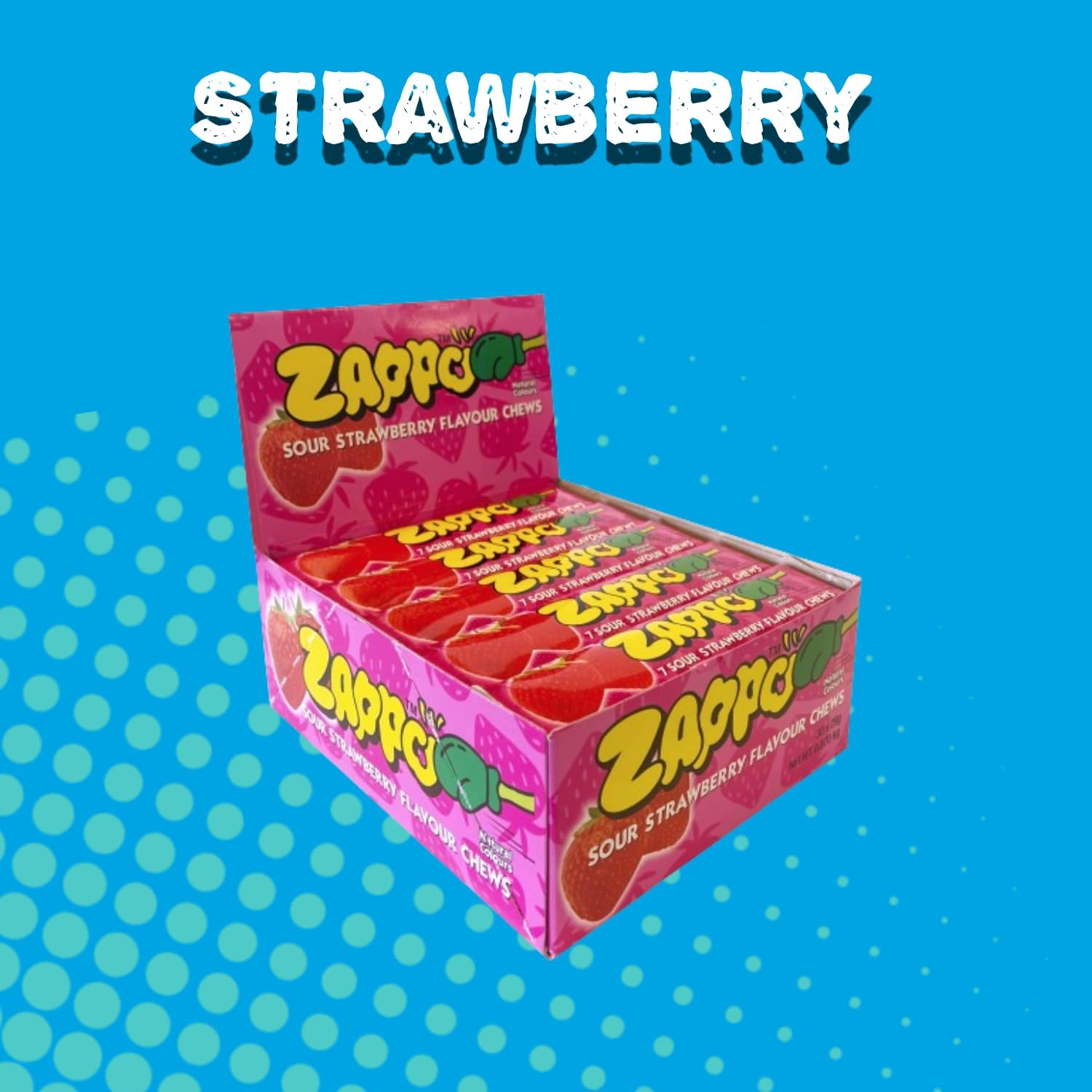 ZAPPO Sour Strawberry Flavoured Chews - (Bulk Pack of 30 Sticks) image number 1