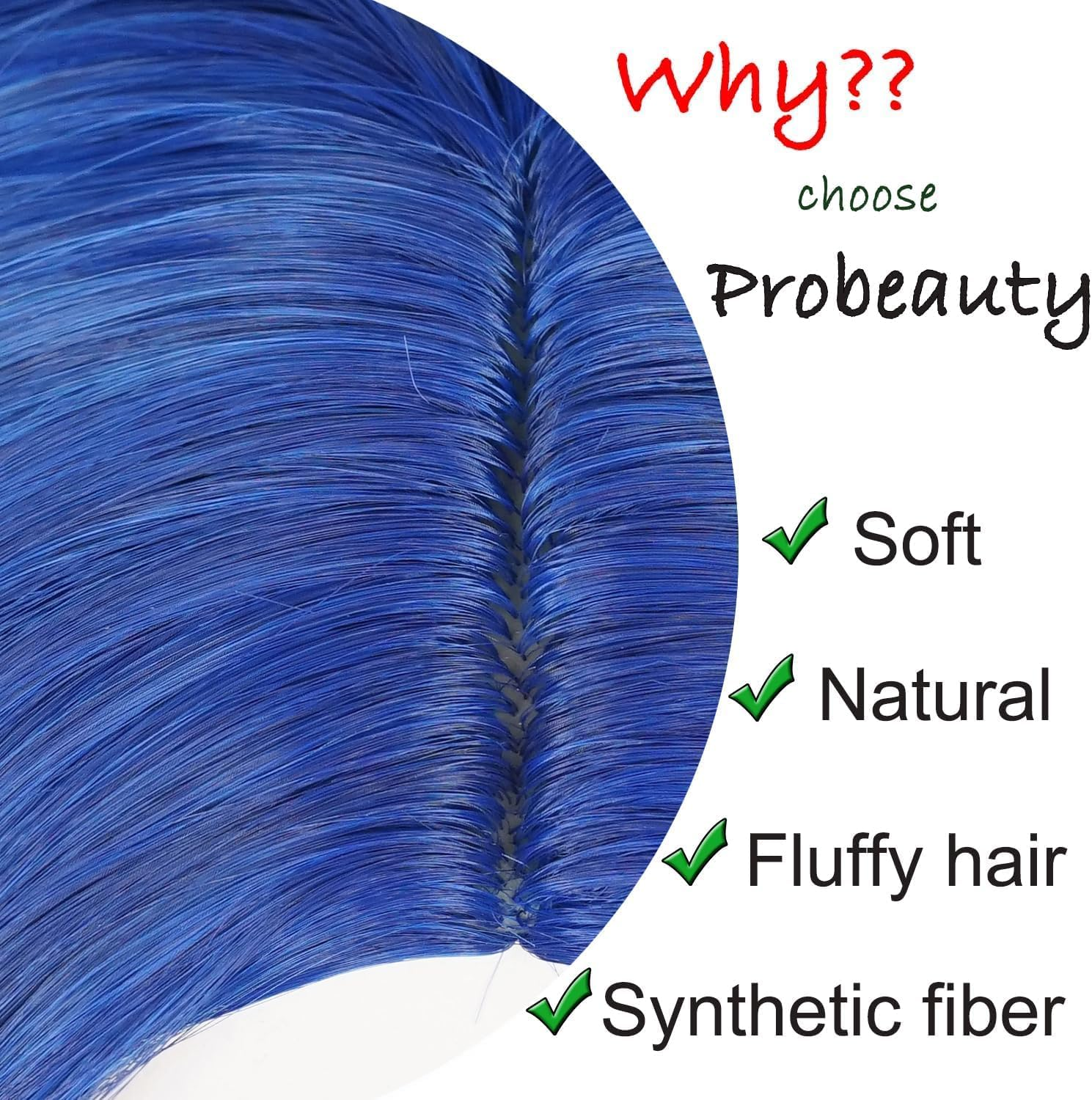 Blue Wig Long Royal Blue Bride Wig for Women Synthetic Wigs Long Curly Wave Cosplay Wig for Halloween Corpse Costume image number 4