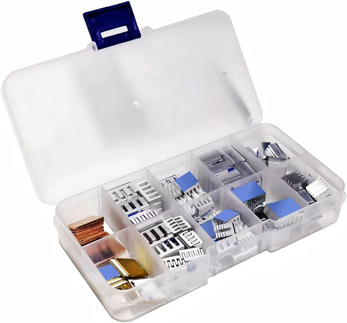 100 PCS Raspberry Pi 4 Heatsink Kit with Conductive Adhesive Tape, Aluminum Heat Sink Cooler and Copper Heatsink for Raspberry Pi B B+ 2/3/4 image number 1