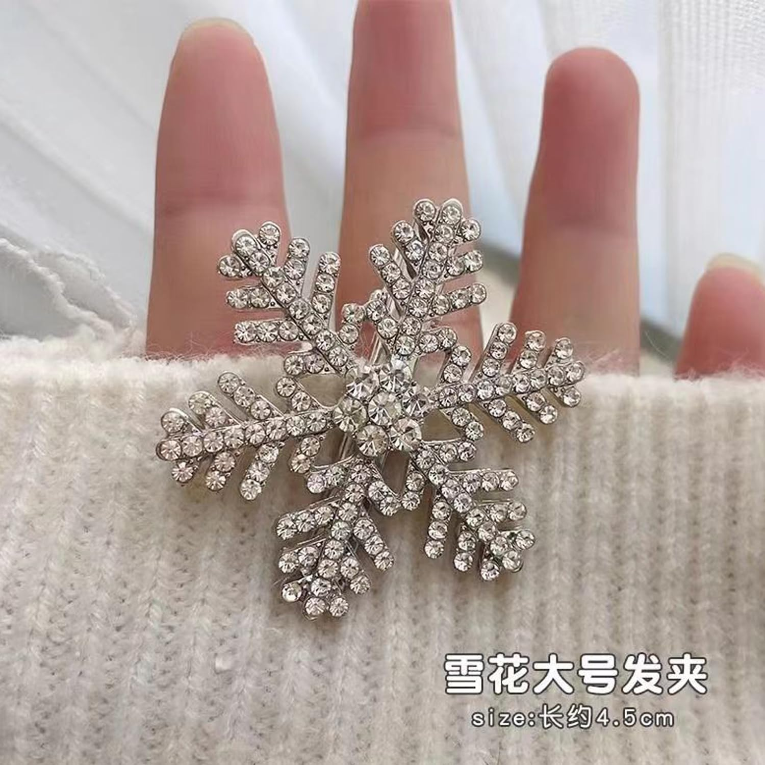 Snowflake Hair Clips Sparkly Rhinestone Hair Barrettes 3 Styles Cute Autumn Winter Broken Hair Bangs Silver Metal Accessories for Women Shiny Snowflakes Hairpins Christmas Hair Xmas Party Gifts image number 2