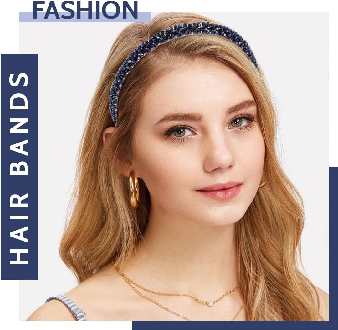 3Pcs Rhinestone Princess Headband Dirndl Costume Hair Accessories Narrow Crystal Headbands Glitter Rhinestone Hair Band Women Girls Metal Princess Headband for Wedding Communion Carnival Birthday image number 3