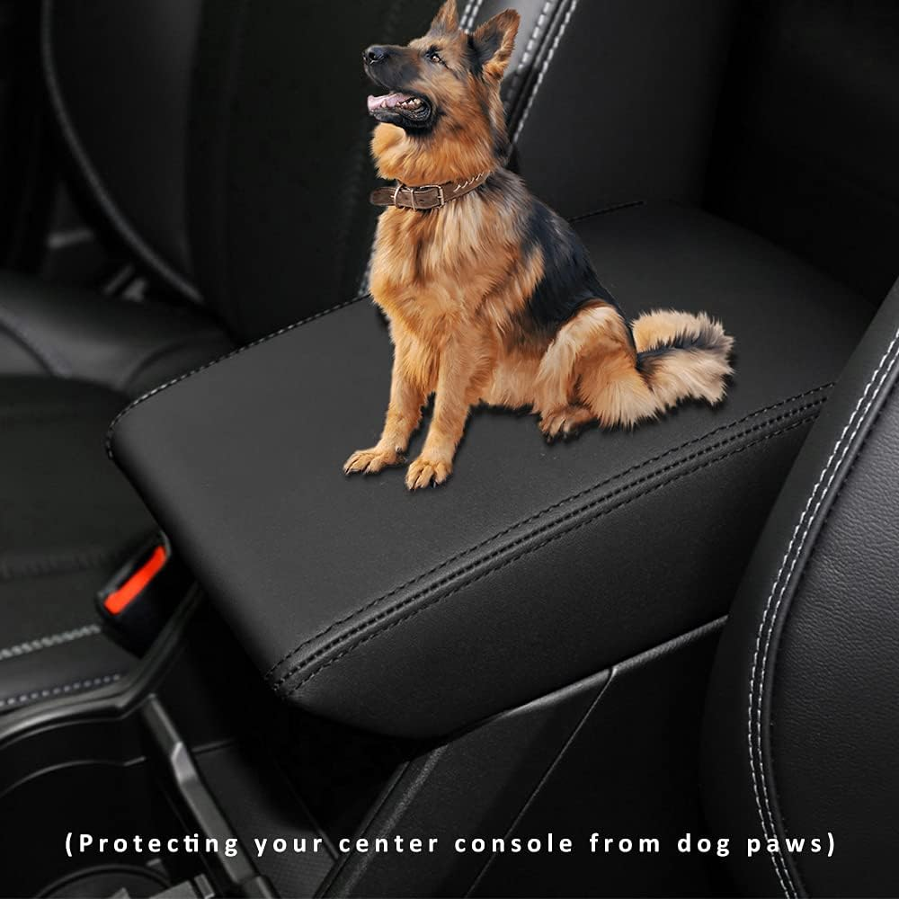 INTGET Car Center Console Armrest Cover for 2024 Subaru Forester Accessories 2019 2020 2021 2022 2023 Leather Middle Arm Rest Box Lid Cover Seat Pad Protector(Black) image number 2