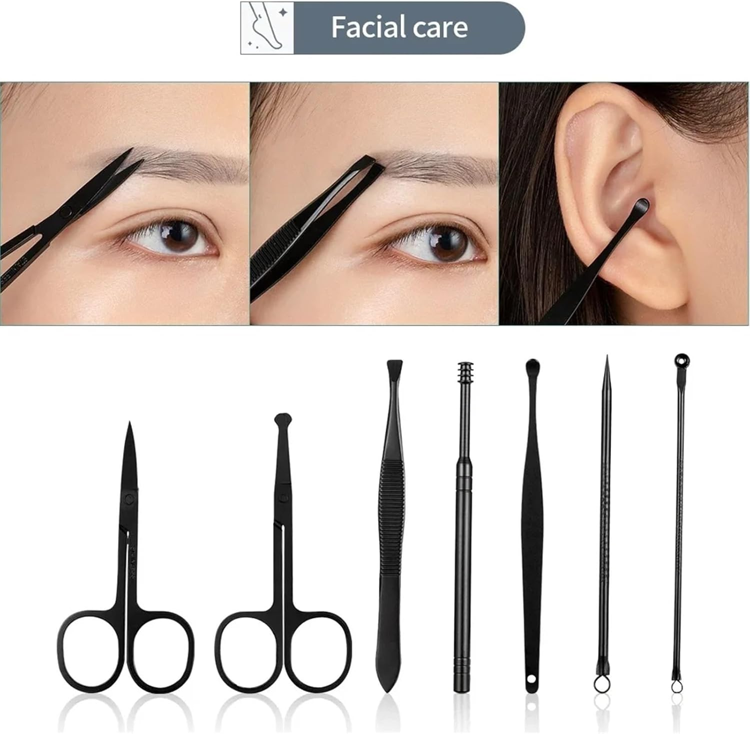 Tools Stainless Steel Nail Clipper Cutter Trimmer Earpick Grooming Kit Manicure Pedicure Scissor Tweezer Nail Tools Set with Black Tra Professional image number 3