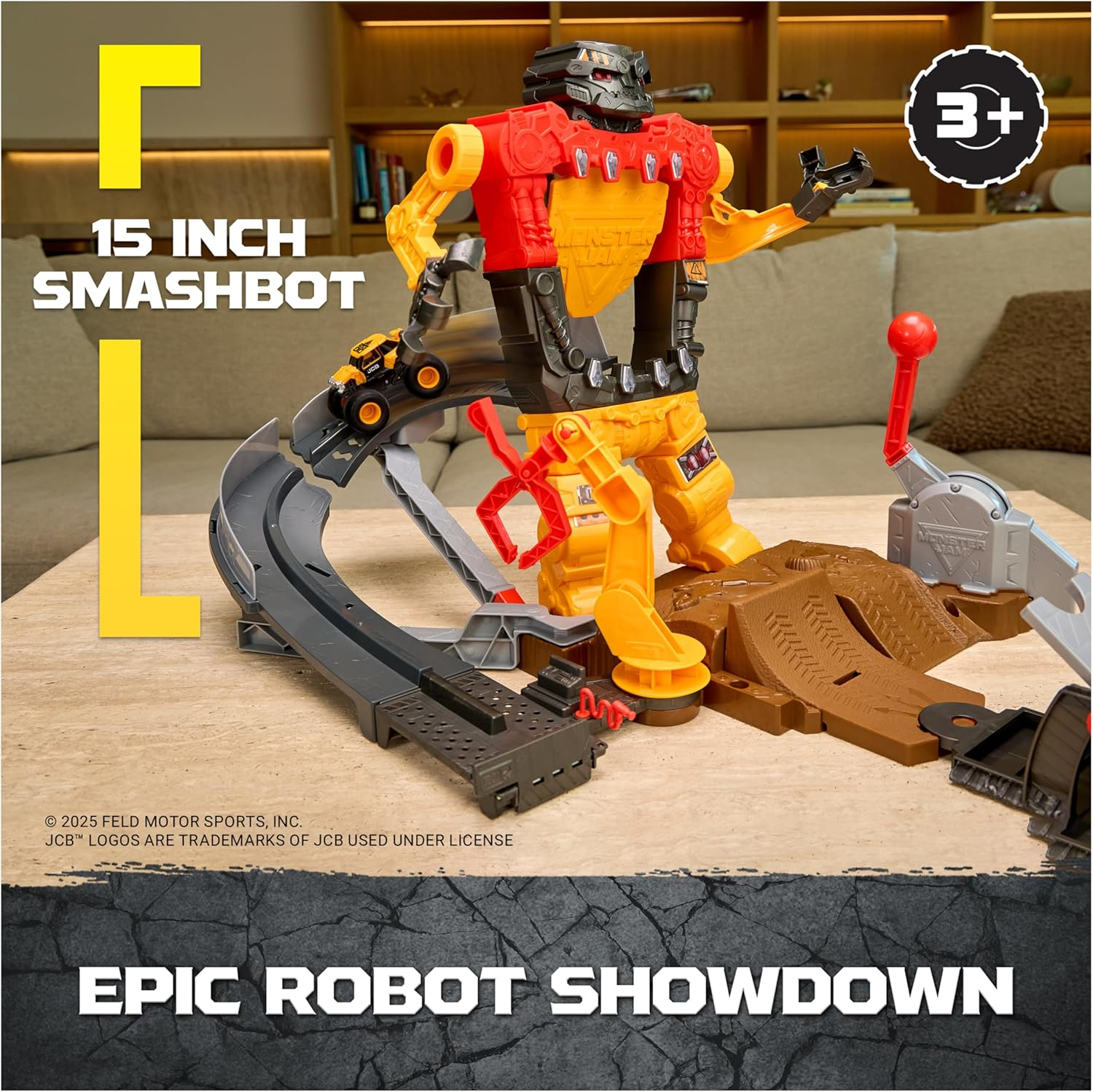 Monster Jam Smash & Bash Smashbot Playset with Launcher, Exclusive 1:64 Scale Monster Truck, 15-Inch Repairable Robot, Kids Toys for Boy and Girls Age 3 and Up image number 5