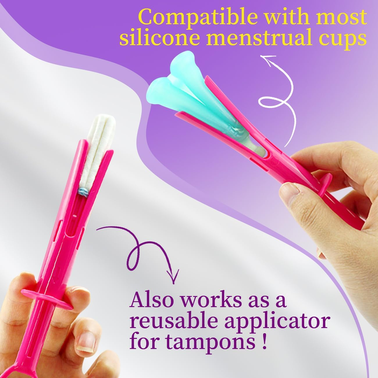 Menstrual Cup Applicator-Reusable Comfortable & Hygienic Tampon Applicator-Easy Insertion Period Disc Applicator Tool with Portable Storage Box for Women-Compatible for Most Period Cups image number 1