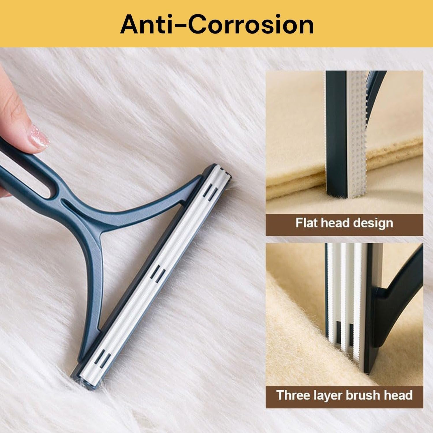 EZONEDEAL Lint Remover Pet Dog Cat Hair Fur Cleaning Sofa Mat Sofa Fuzz Brush Shaver (Navy Blue)