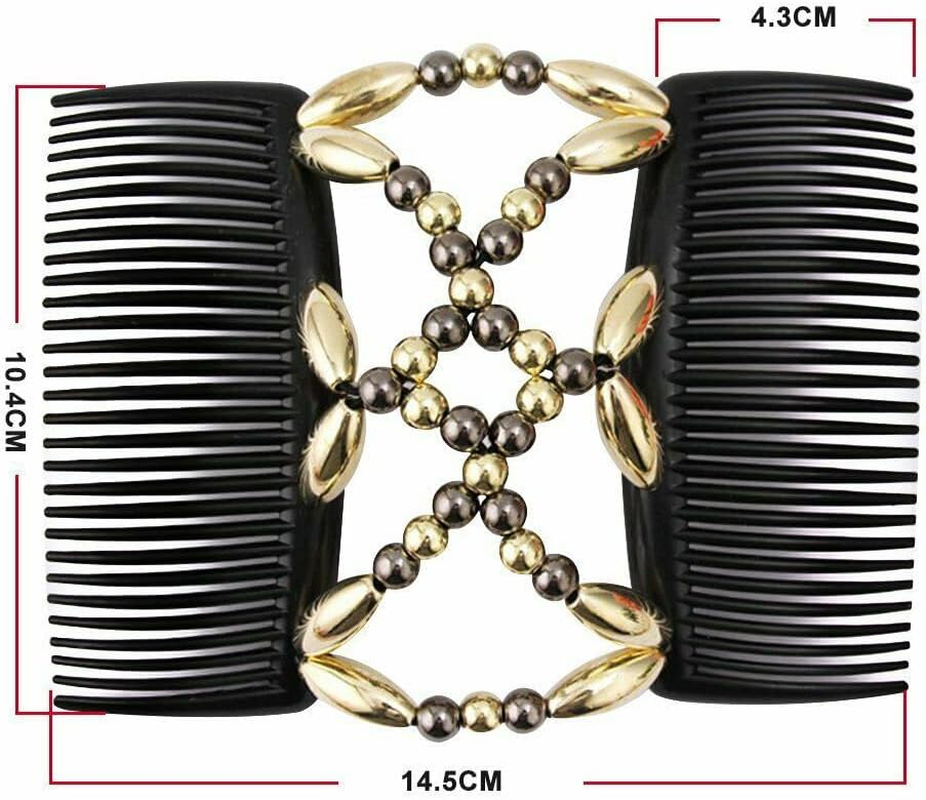 Beaded Stretchy Easy Magic Hair Comb Elastic Double Hair Clip Hair Accessories (White)
