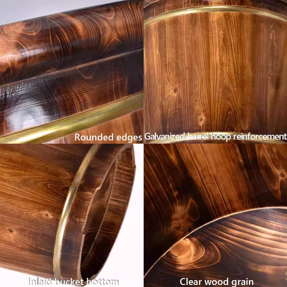 Wooden Foot Soak Bath Tub Lit, Cypress Foot SPA with Foot Massager Roller & Insulation Lid, Solid Wood Foot Tub Bucket Pedicure Barrel Foot Massager, Pedicure Foot Spa Bucket,L image number 2