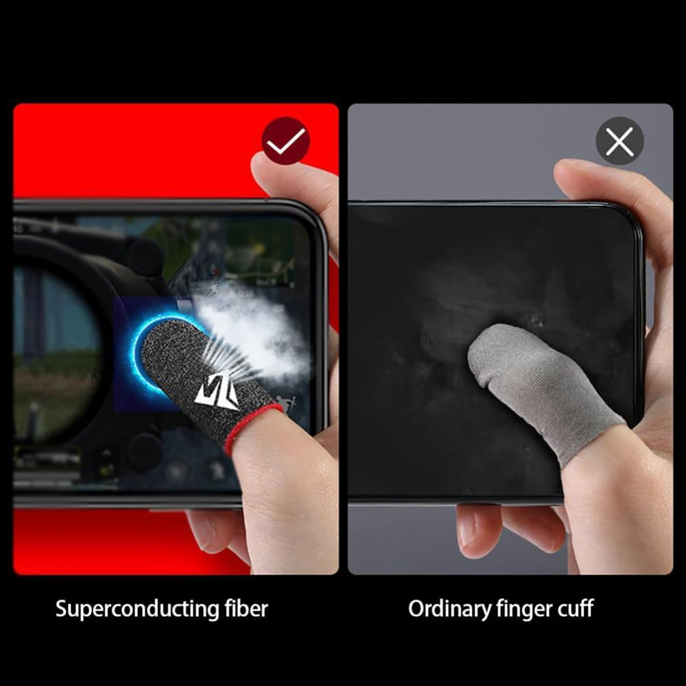 3 Pairs Phone Mobile Game Finger Sleeve Thumb Gloves Sweatproof Gamer for PUBG Pink (Style B) image number 4