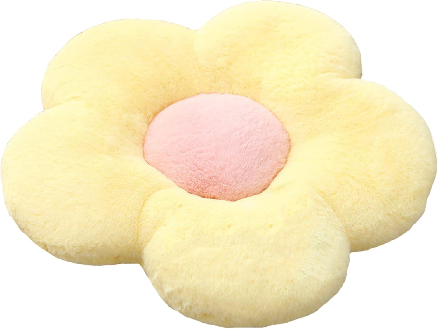 YILANLAN Cute Flower Cushion Plush Floor Pillow Casual Comfortable Pillow Office Living Room Bed Decoration Cushion Simple Room Decoration (40Cm, Yellow) image number 5
