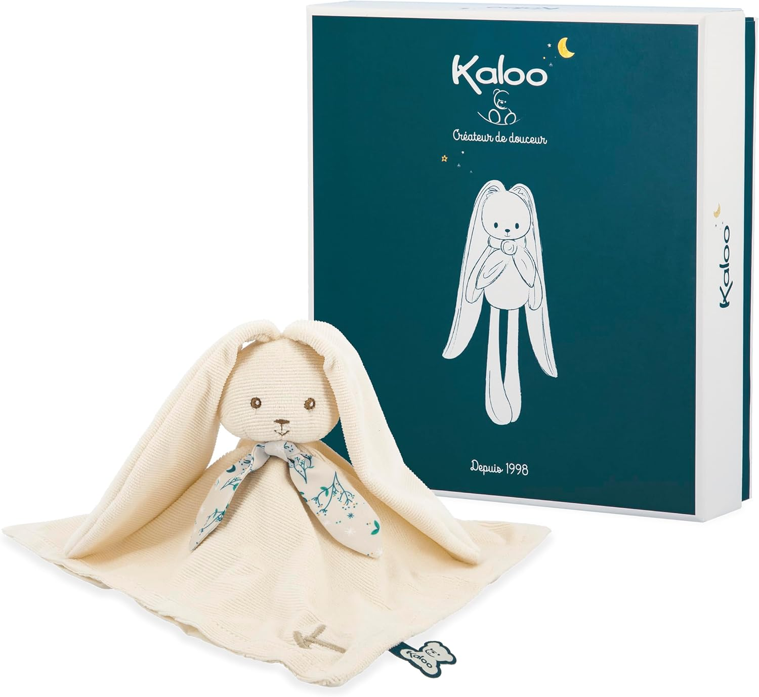 Kaloo - Lapinoo - Plush Rabbit - First Comforter - Cream - 30 X 30 Cm - Super Soft Material Mix Cotton & Cord - Gift Box - from Birth, K972206
