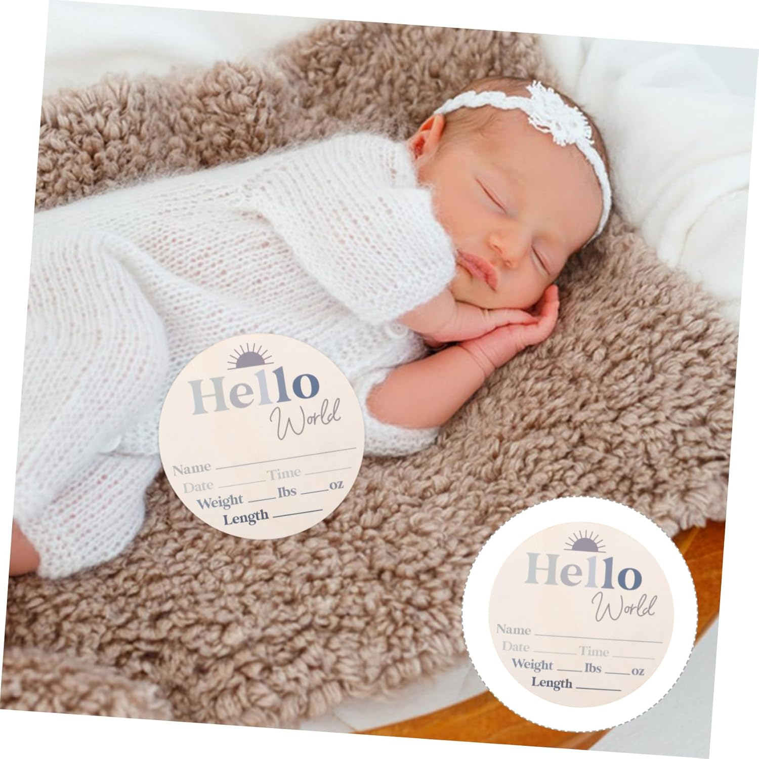 Wooden Milestone Discs Growth Commemorative Cards Month Milestone Blocks for Newborn Photos in Nursery image number 6