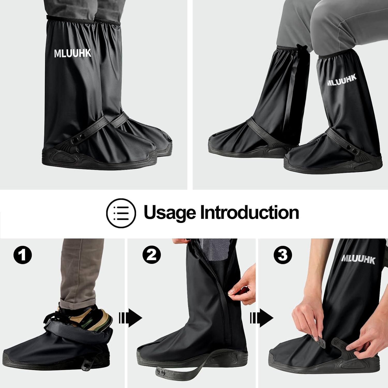 Rain Shoe Covers, Reusable Waterproof Rain Cover for Shoes, Non-Slip PVC Snow Boot Covers for Men and Women