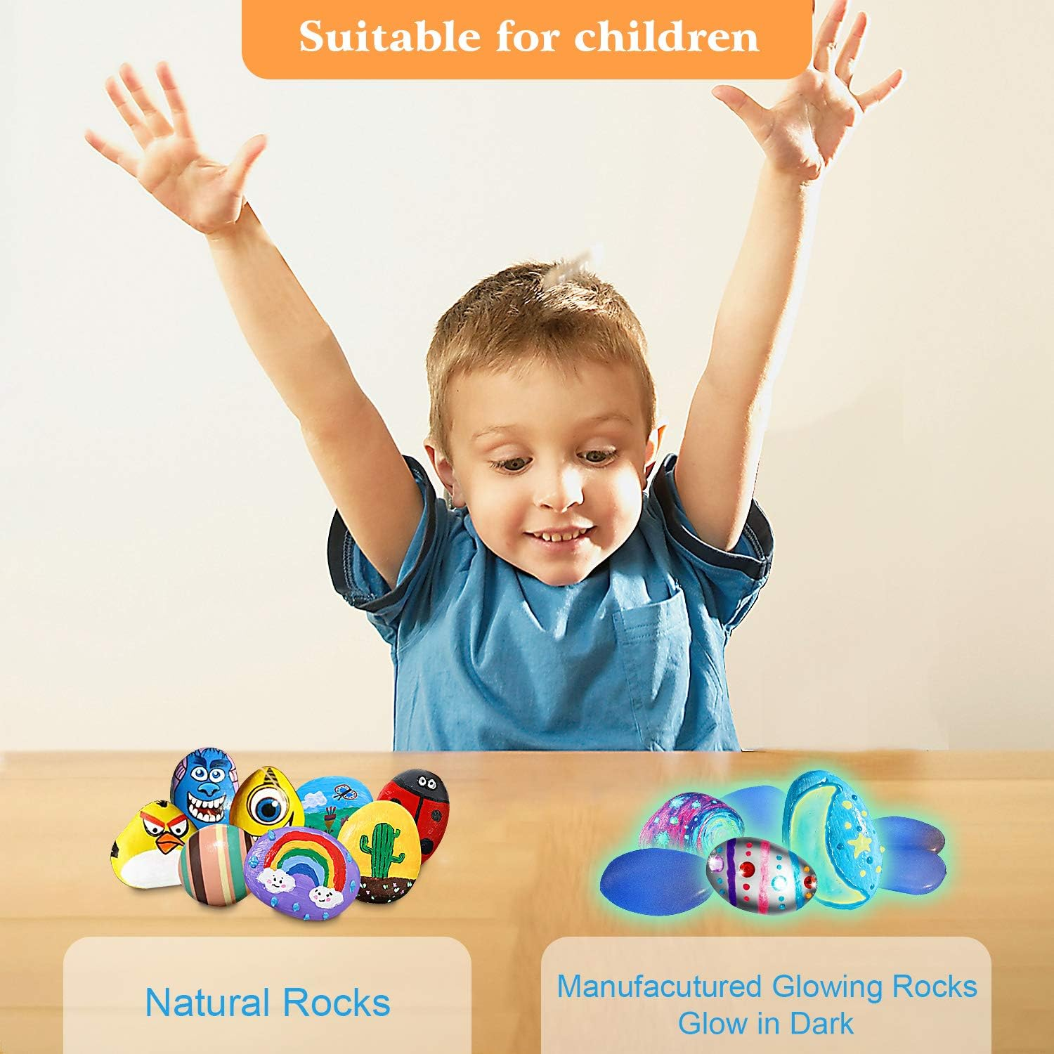 Lekebaby Rock Painting Kit, Arts and Crafts for Kids, Birthday Gifts & Presents for Boys Girls Age 3-12 Year Old image number 3