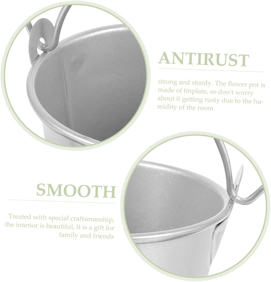 BRIGHTFUFU 5Pcs Mini Galvanized Tin Buckets with Handle for Succulent Plants and Candy Party Favors, Small Metal Planters Flower Holders for Wedding Decorations and Crafts image number 4