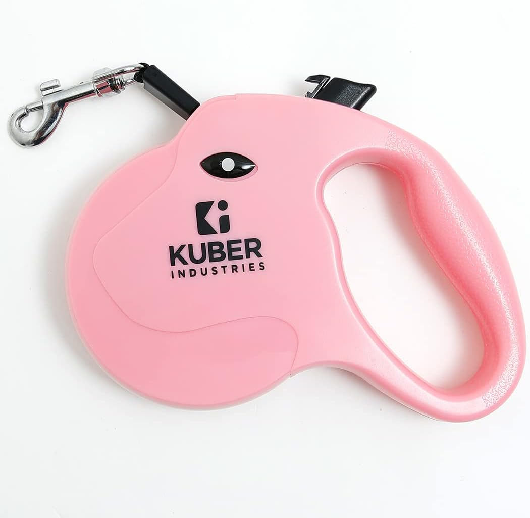 Kuber Industries Automatic Retractable Dog Leash with Anti-Slip Handle, One-Handed Brake- Grey