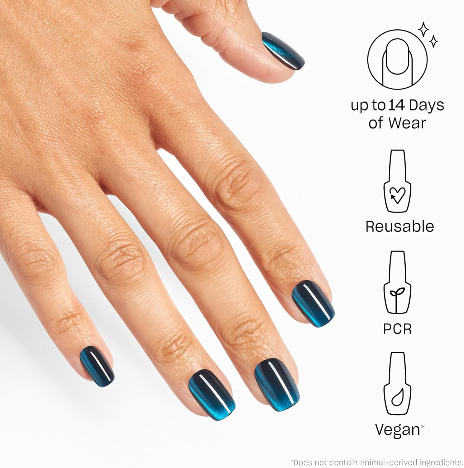 OPI Xpress/On Press on Nails, up to 14 Days of Wear, Gel-Like Salon Manicure, Reusable, Vegan, Sustainable Packaging, with Nail Glue, Neptune In image number 4