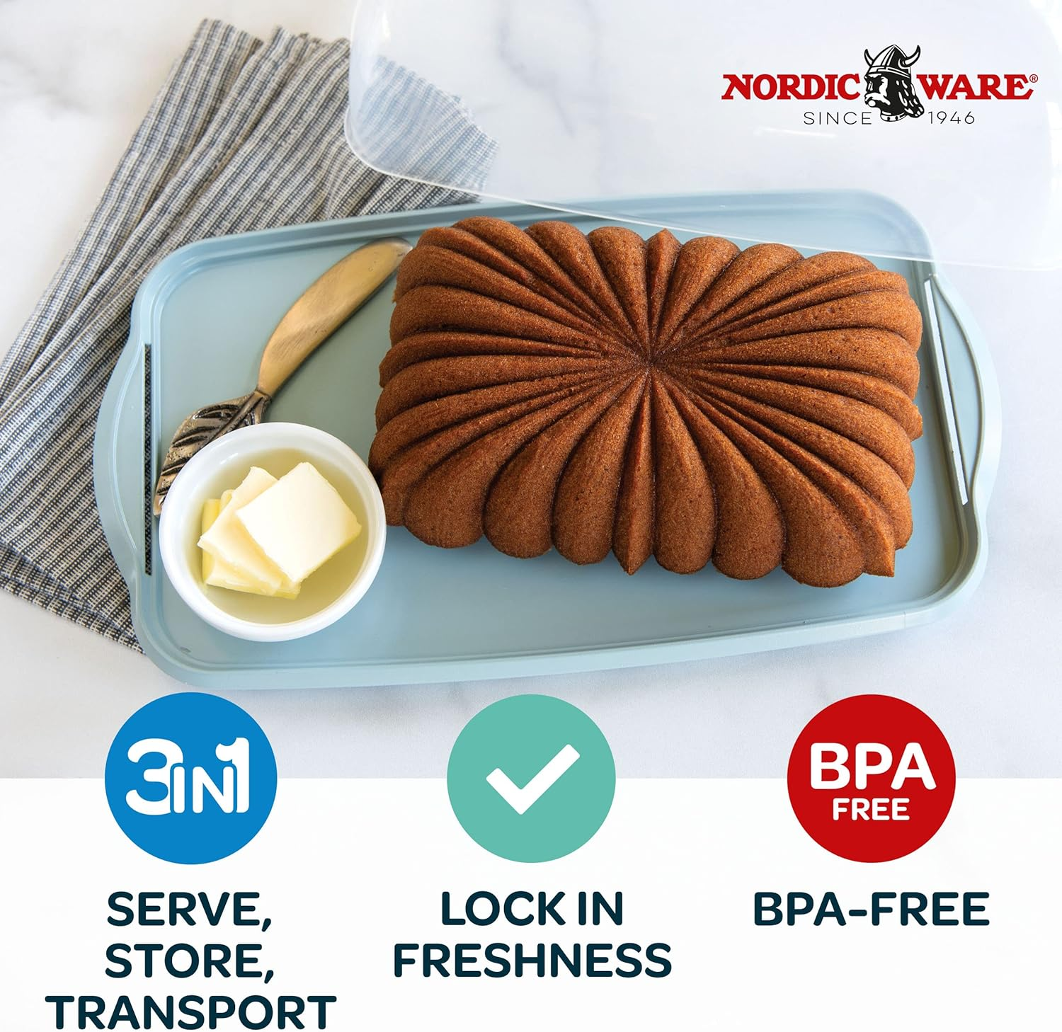 Nordic Ware Loaf Cake Keeper, Red L: 12.8 In. W: 7.3 In. H: 4.6 In. image number 1