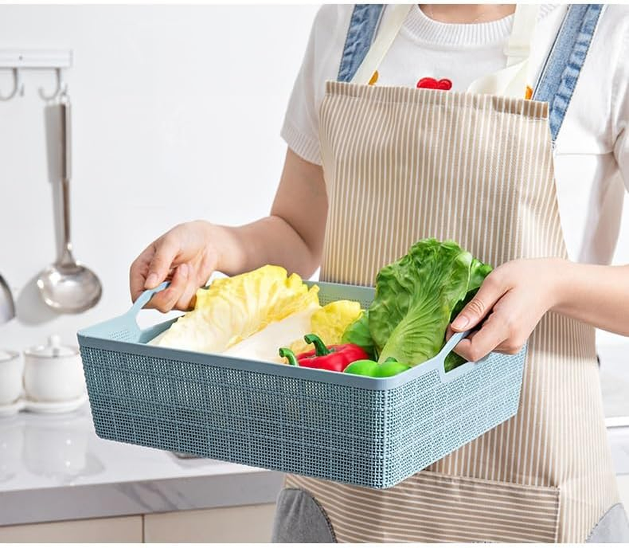 11 PCS 4-Size Plastic Storage Bins and Baskets for Efficient Home Classroom Organization Small Containers for Kitchen, Cupboard Box, and Bathroom Organizer on Shelves and Tubs (Blue) image number 4