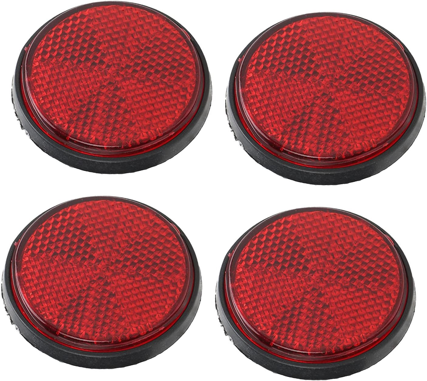 4Pcs 2 Inch round Warning Reflectors in Red for Bikes, Semi-Trucks, Trailers, Boats, Horse Trailers, Scooter, ATV - Motorcycle round Bike Safety,Other Accessories image number 2