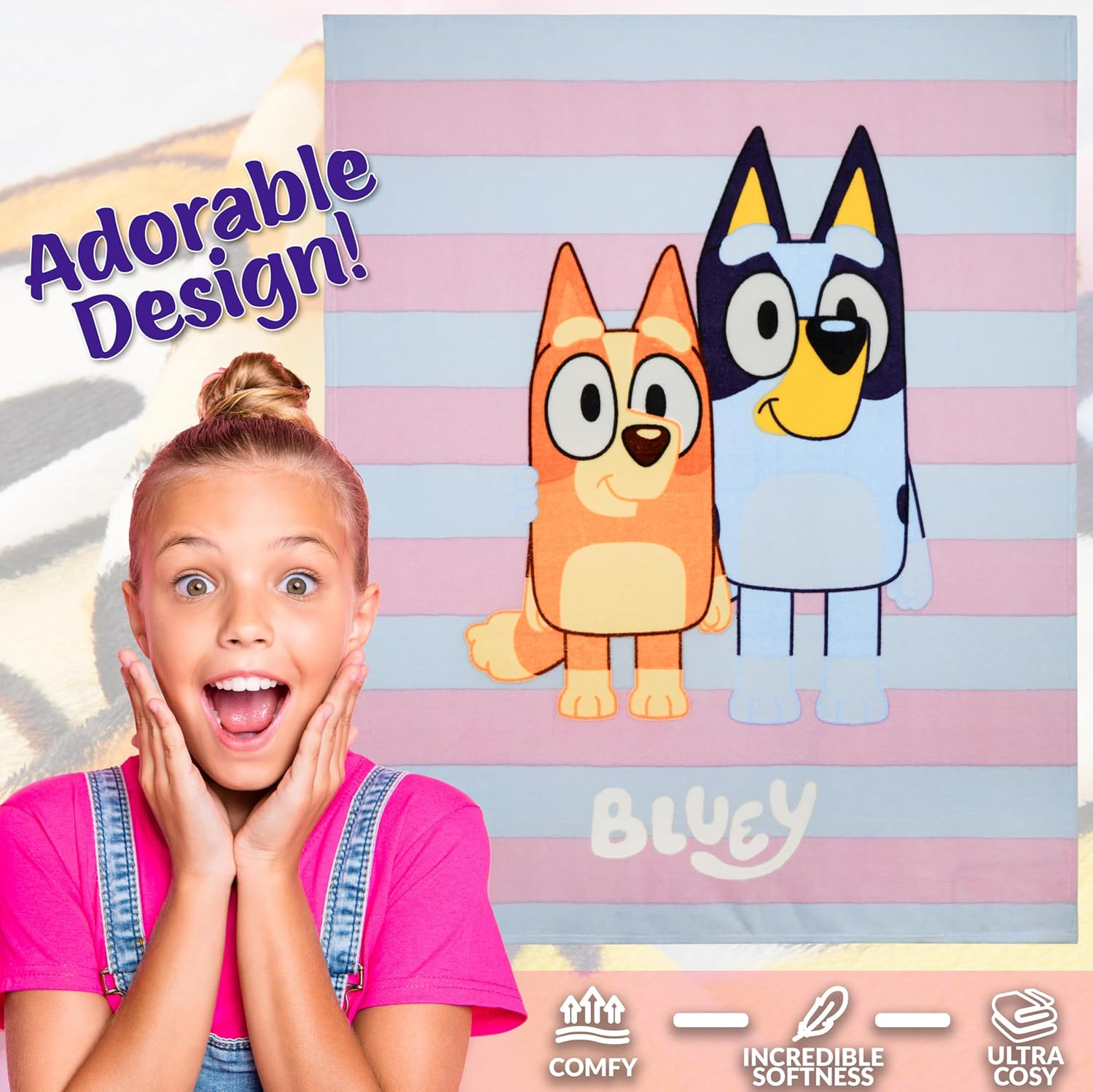 Bluey Fleece Bed Blanket for Kids Super Soft Blanket Fleece Throws 59 X 51 Inches Warm Sofa Bed Throw, Gifts for Kids image number 5