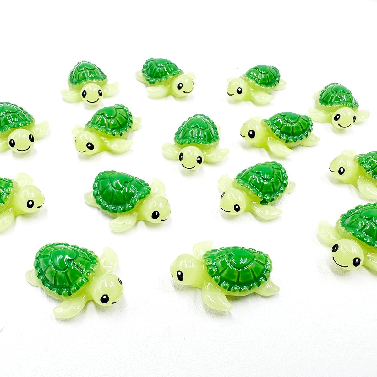 Suartus Mini Green Turtle - 30Pcs Resin Miniature Sea Turtle Figurines Tortoise Turtle Miniature Figurines Ocean Animals Statue for Fairy Garden Dollhouse Micro Landscape Decor Ornament - 30 Green Turtle image number 3