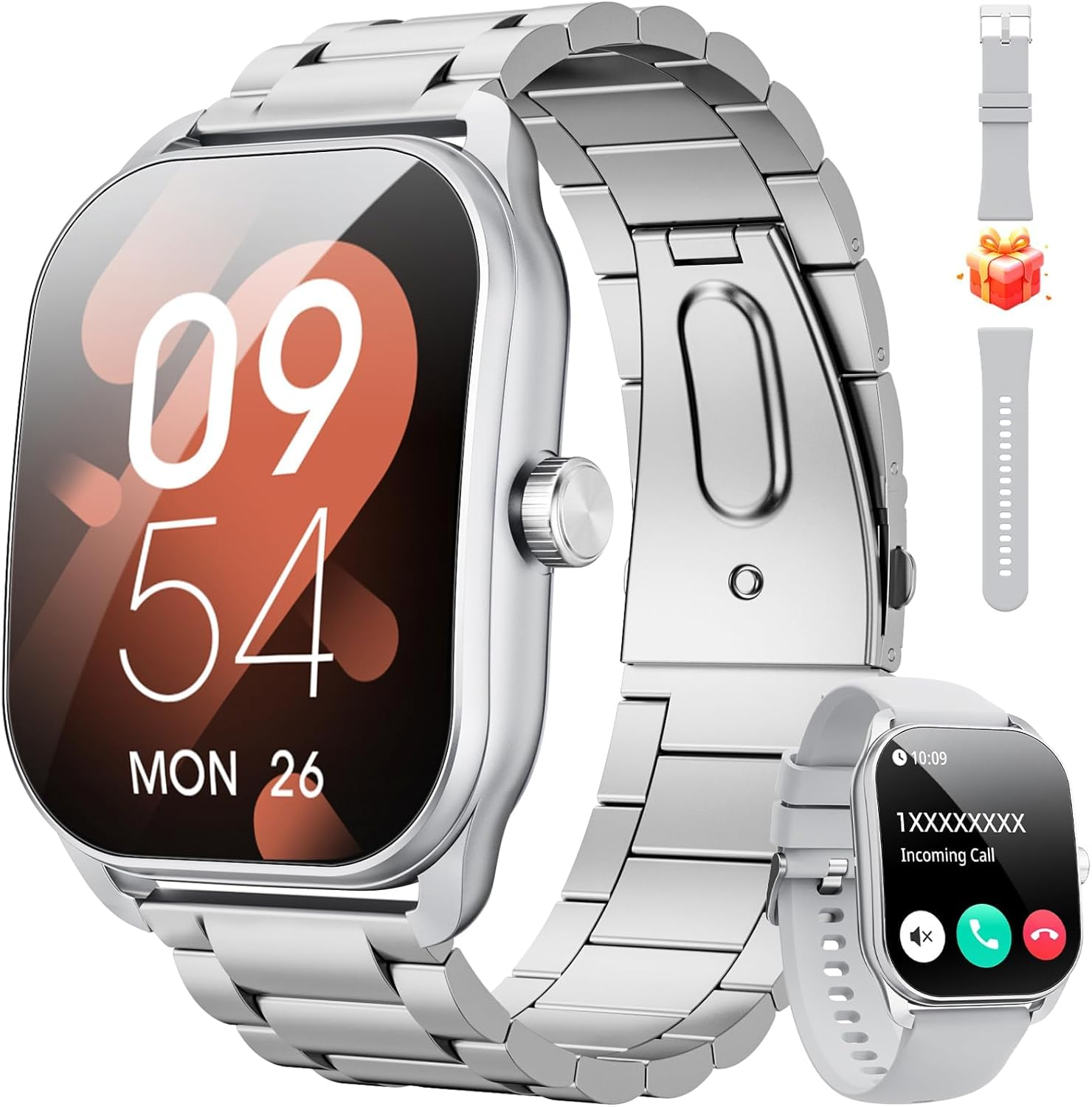 Curve Military Smart Watch for Men(Answer/Make Call), 2.01" Smartwatch 2025 Newest Fitness Tracker with 120+ Sports Modes IP68 Waterproof Fitness Watch for Android Ios (2 Straps)