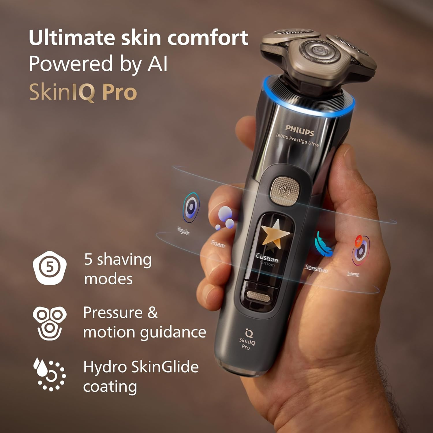 Philips Series I9000 Prestige Ultra Electric Shaver (AU Version) with Skiniq PRO, Quick Clean Pod+Travel Case, Beard/Nose Trimmer, AI Powered Shaving, Made in Netherlands, 7 Year Warranty, XP9402/27 image number 3
