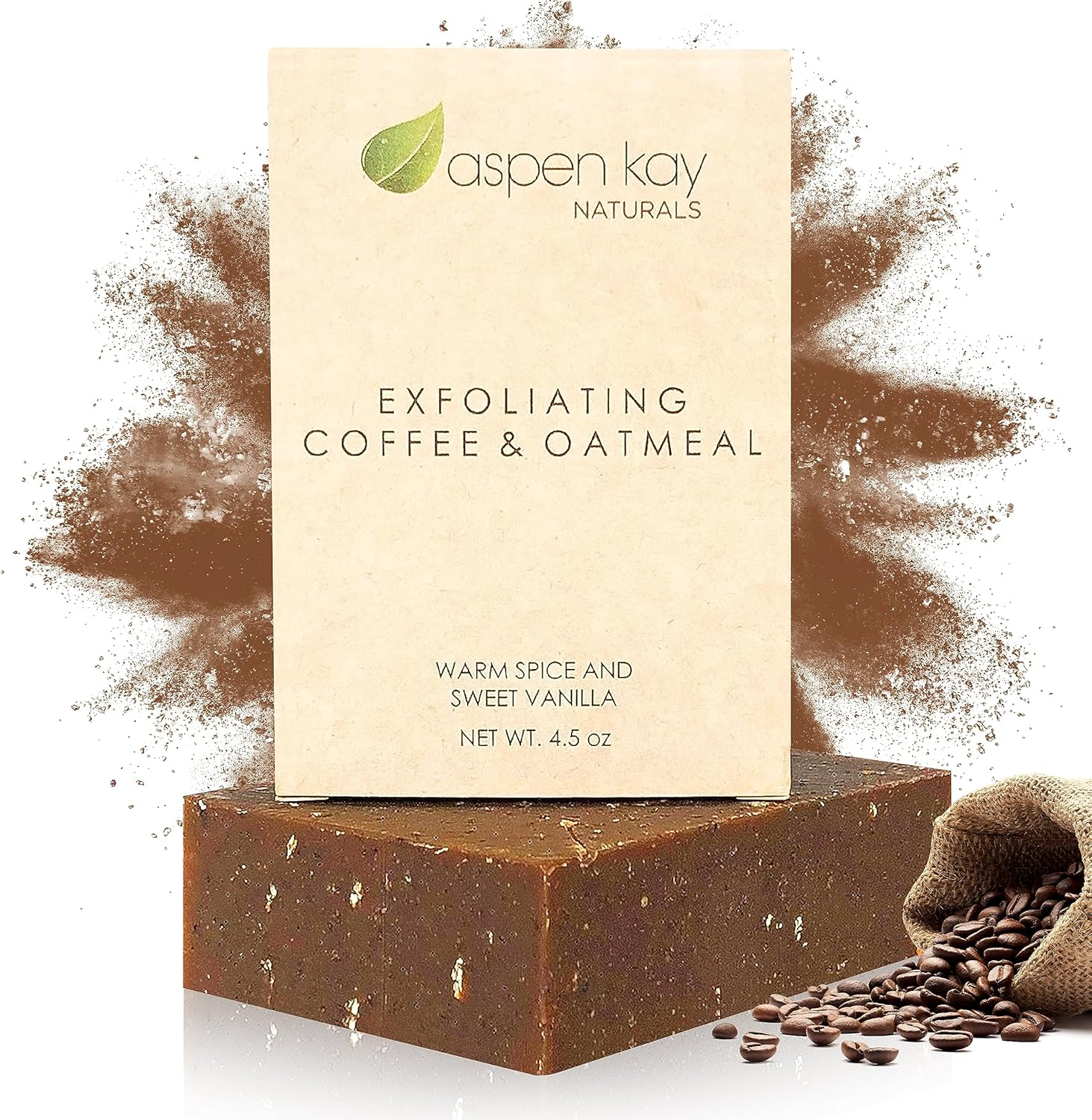 Aspen Kay Naturals Coffee & Oatmeal Exfoliating Soap, Natural and Organic Ingredients. a Wonderful Exfoliating Body Soap, for Men & Women. GMO Free. 4.5 Oz Bar image number 6