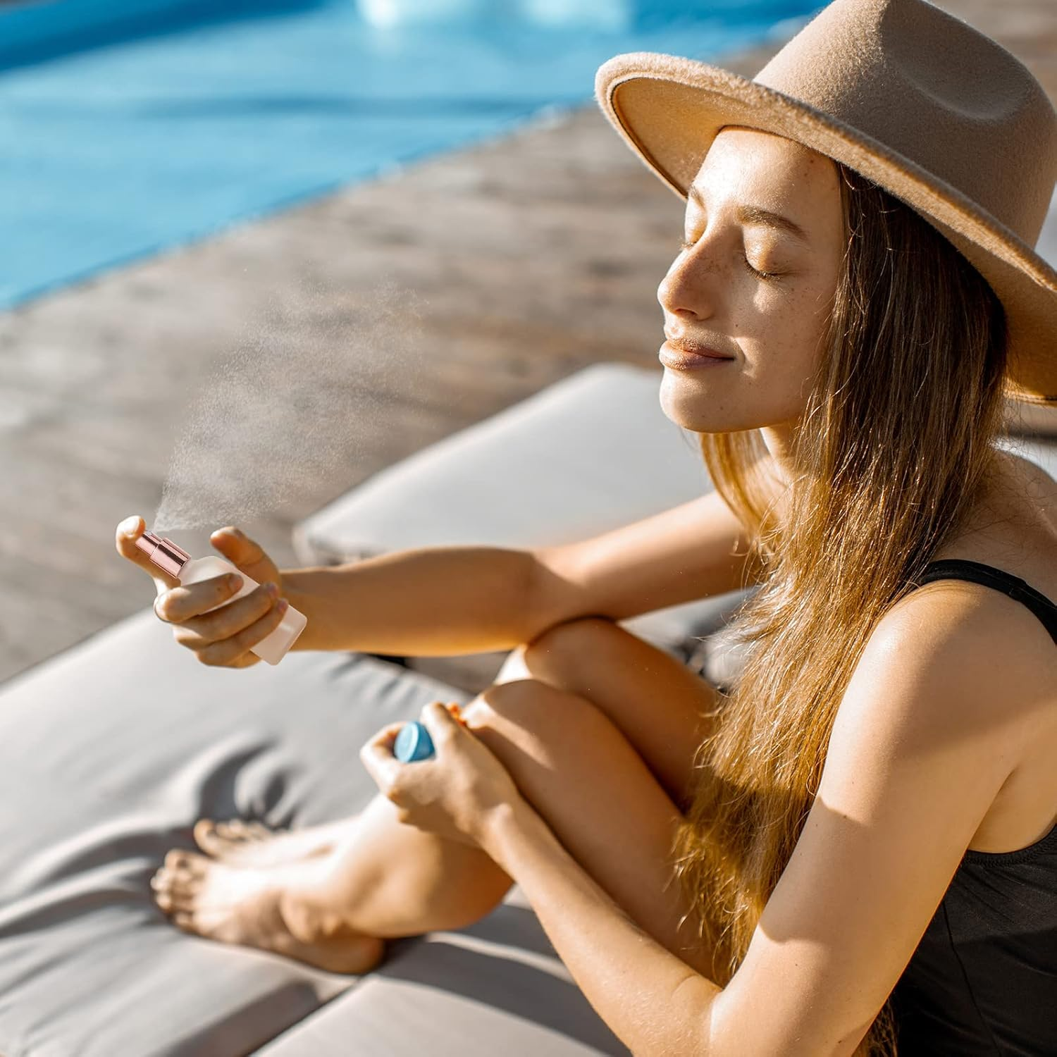 Roshtia 30 Pcs 3.4 Oz/ 100 Ml Rose Gold Glass Spray Bottle Refillable Perfume Atomizer Clear Decorative Empty Bottles with Fine Mist Sprayer Pump for Face Body Travel image number 7