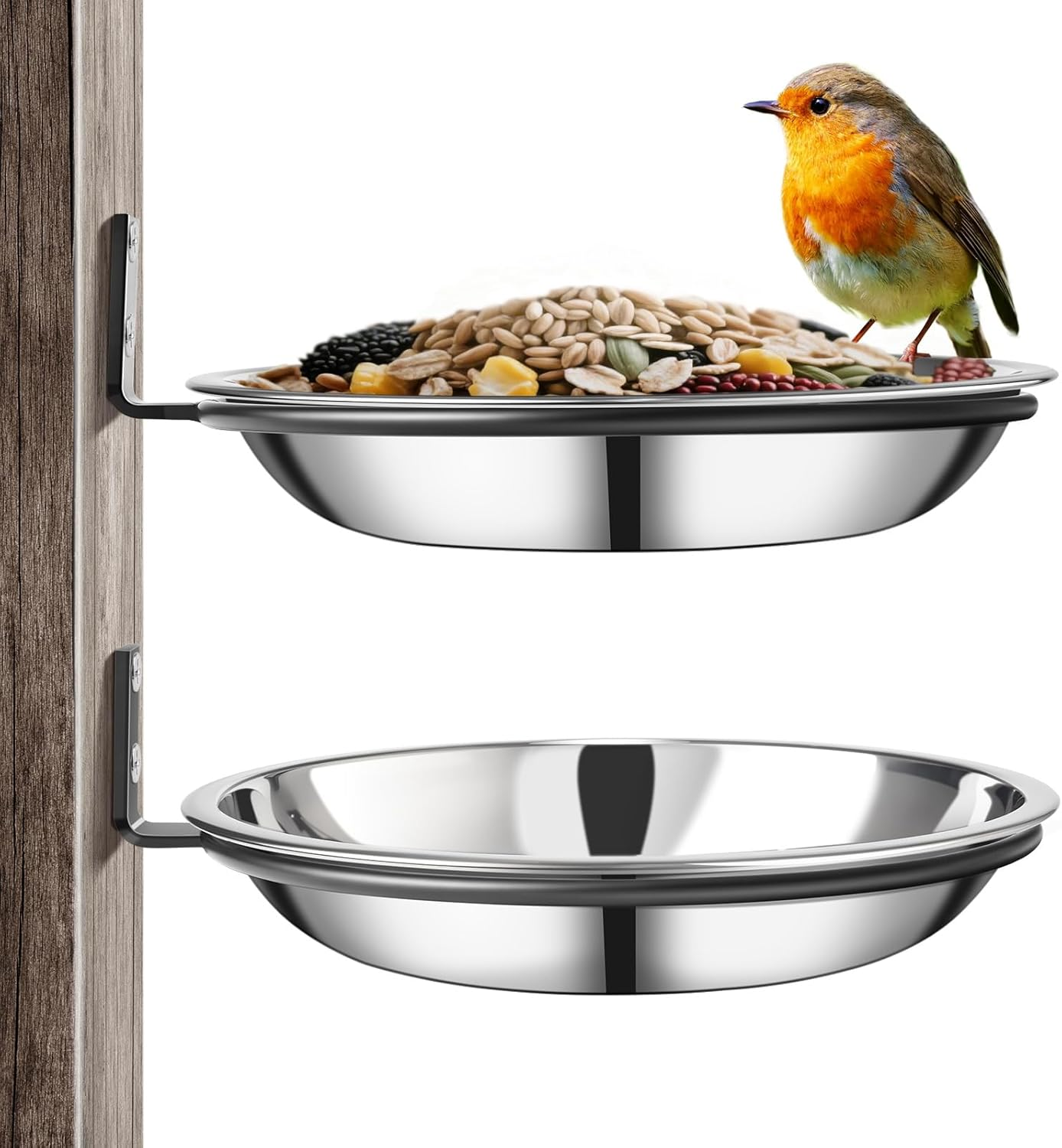Crow Feeder Tree Mount, Stainless Steel Bird Feeder Tray Outdoor Wildlife Feeder Mount, Sturdy Corn Feeder for Crows and Squirrels &ndash; Perfect for Hunting and Bird Watching (2 Packs) image number 3