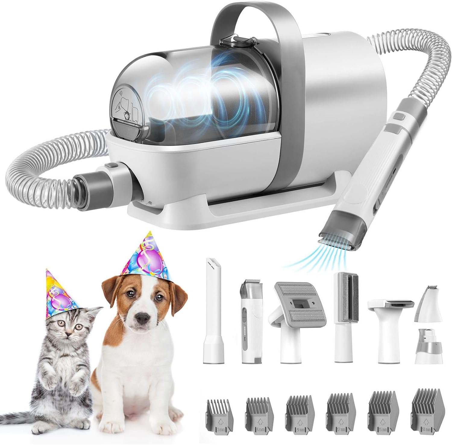 Pet Scene Pet Grooming Kit 1.5L with Bag, 7In1 Vacuum Grooming Dog Clipper Vacuum Cleaner Slicker Trimmer Remover Deshedding Brush Cat Hair Groomer image number 5