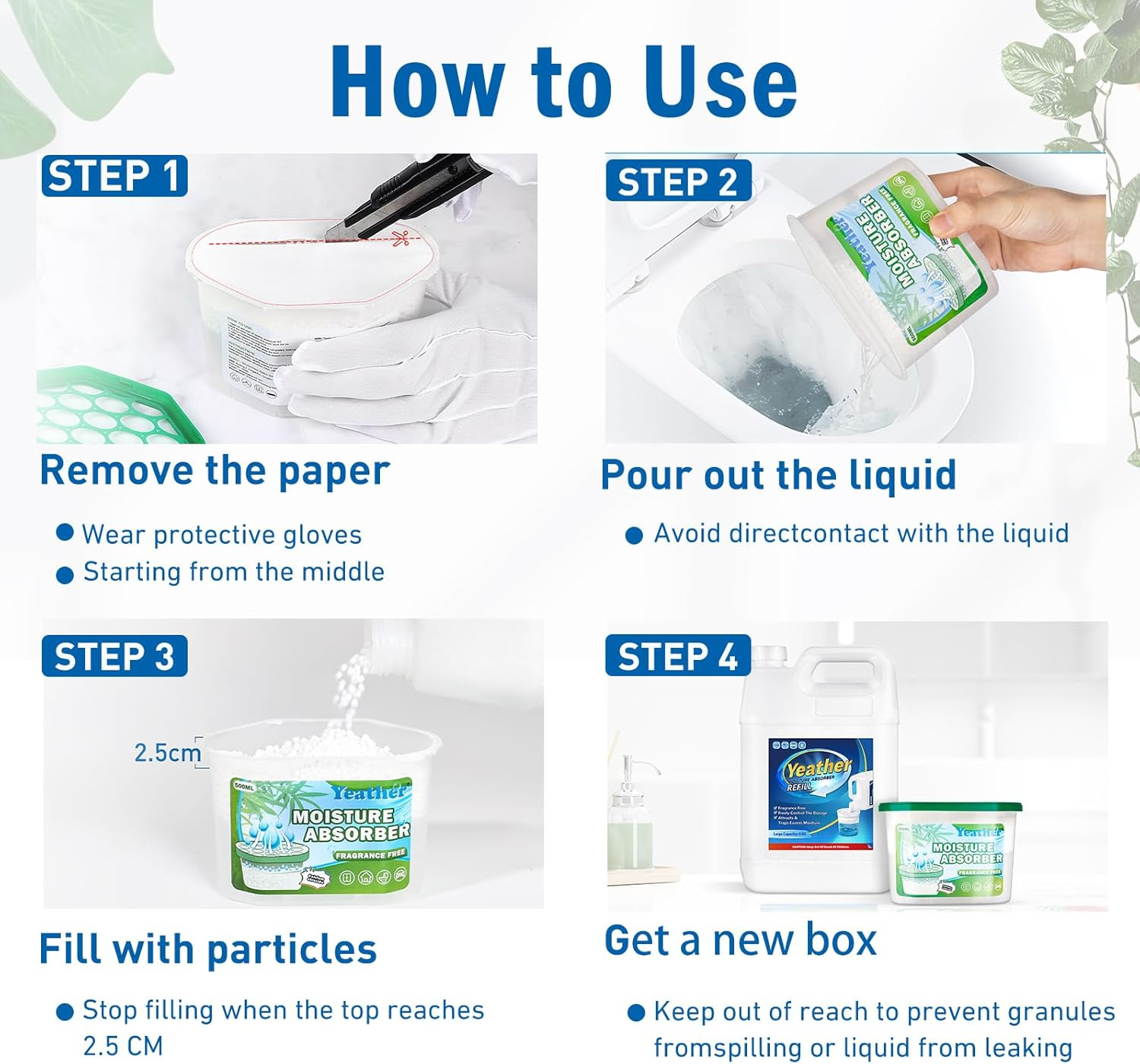 YEATHER 6 Kg Moisture Absorber Super Refill Fragrance Free (13 LBS), Moisture Absorber for Closet Bathroom, Wardrobes, Kitchen, Laundry image number 5