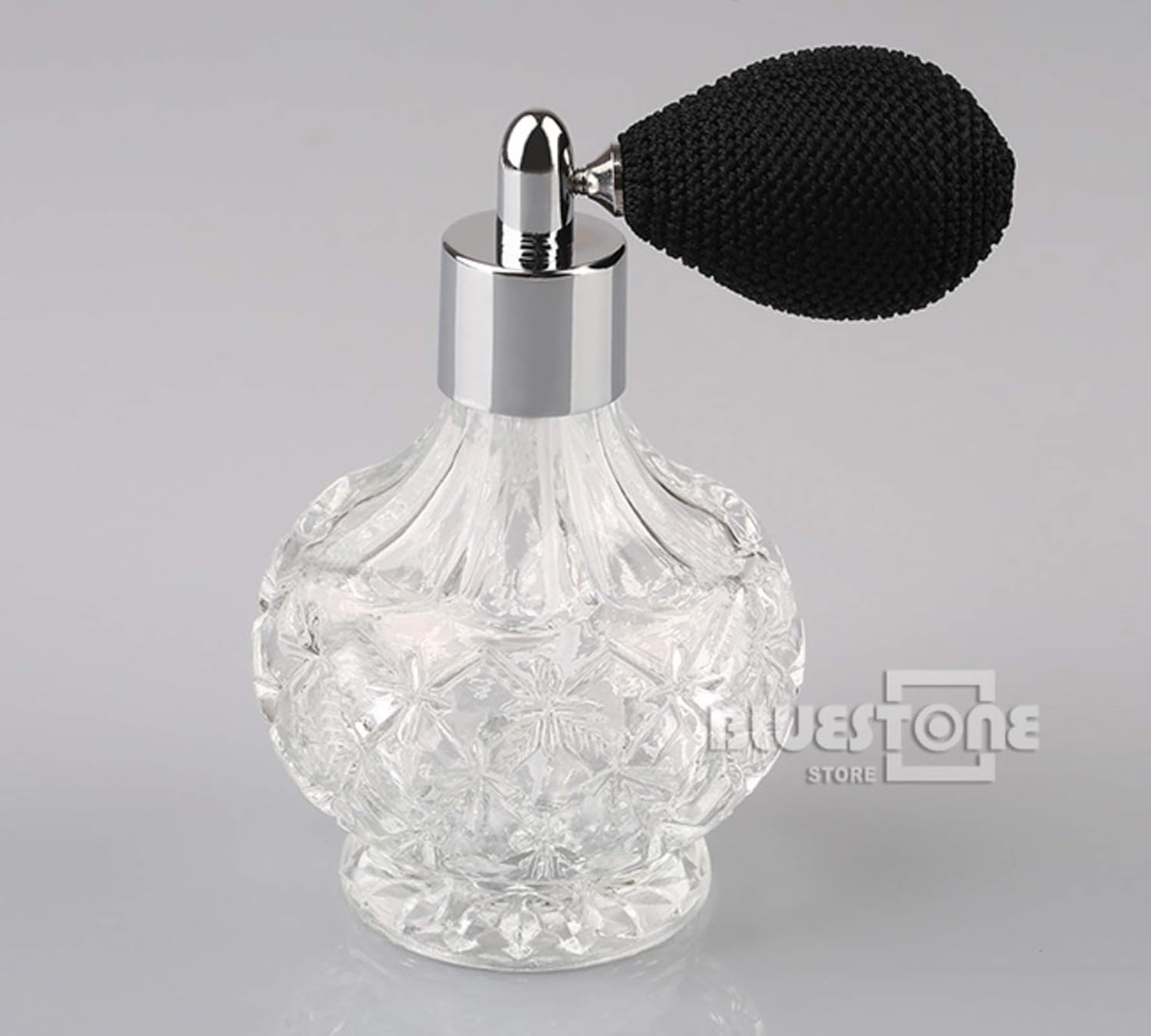 80Ml Vintage Glass Clear Perfume Spray Bottle Atomizer Black Short Pump image number 1