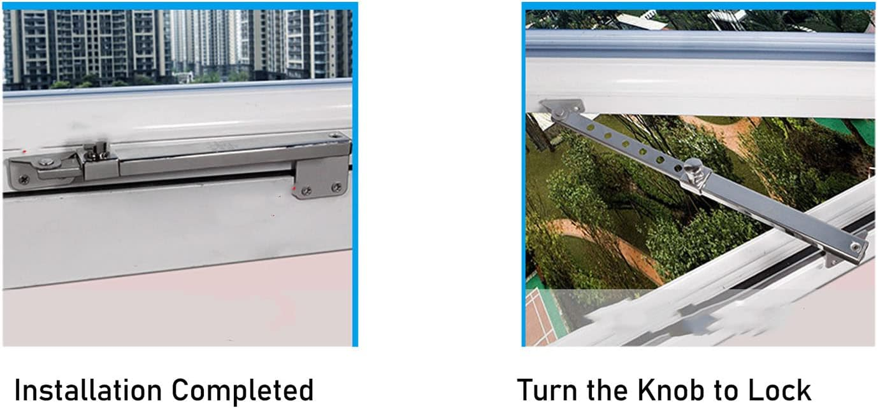 10In Casement Window Stay, Stainless Steel Security Window Latches Adjustable Telescoping Wind Brace, Windproof Support Casement Stay Window Latch Lock (Type 02) image number 1