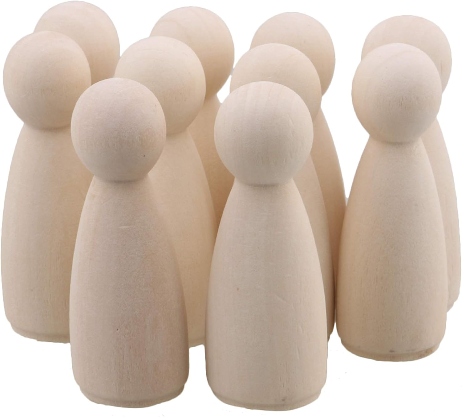BQLZR 65X25Mm Blank Female Wooden People Peg Doll Body for Arts Crafts and Painted Wedding Cake DIY Pack of 10 image number 4