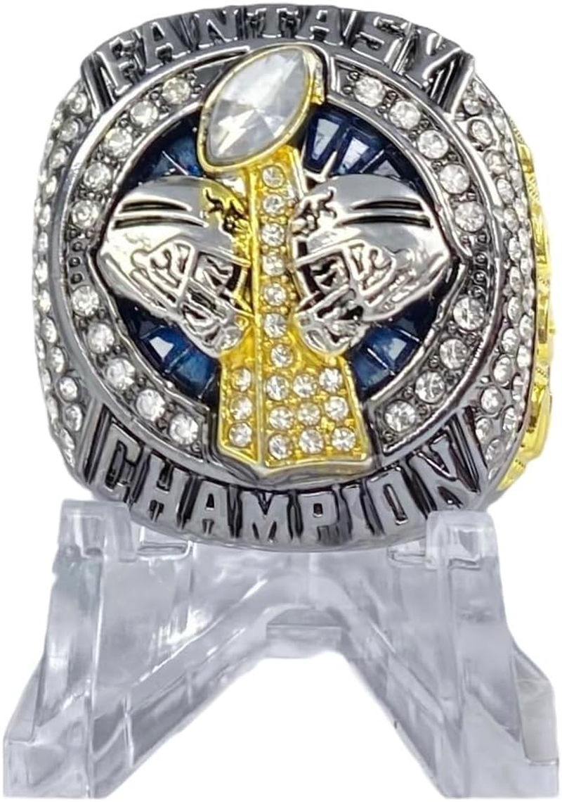 Legacy Rings 2024 Fantasy Football Championship Trophy Ring | Gunmetal and Gold Tone | Award for FFL Champion Size 11