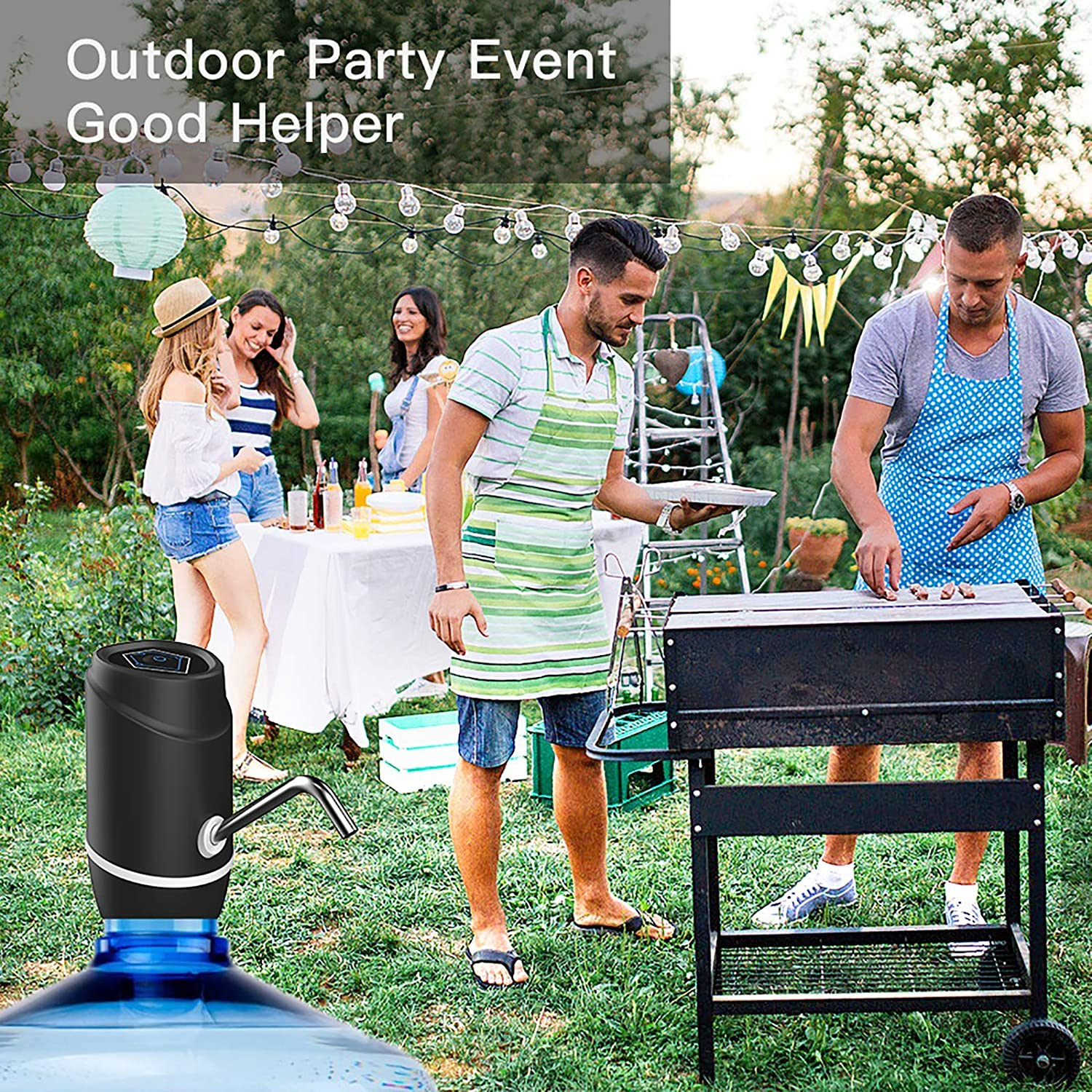 5 Gallon Electric Drinking Portable Water Dispenser, Universal USB Charging Water Bottle Pump for 2-5 Gallon with 2 Silicone image number 3