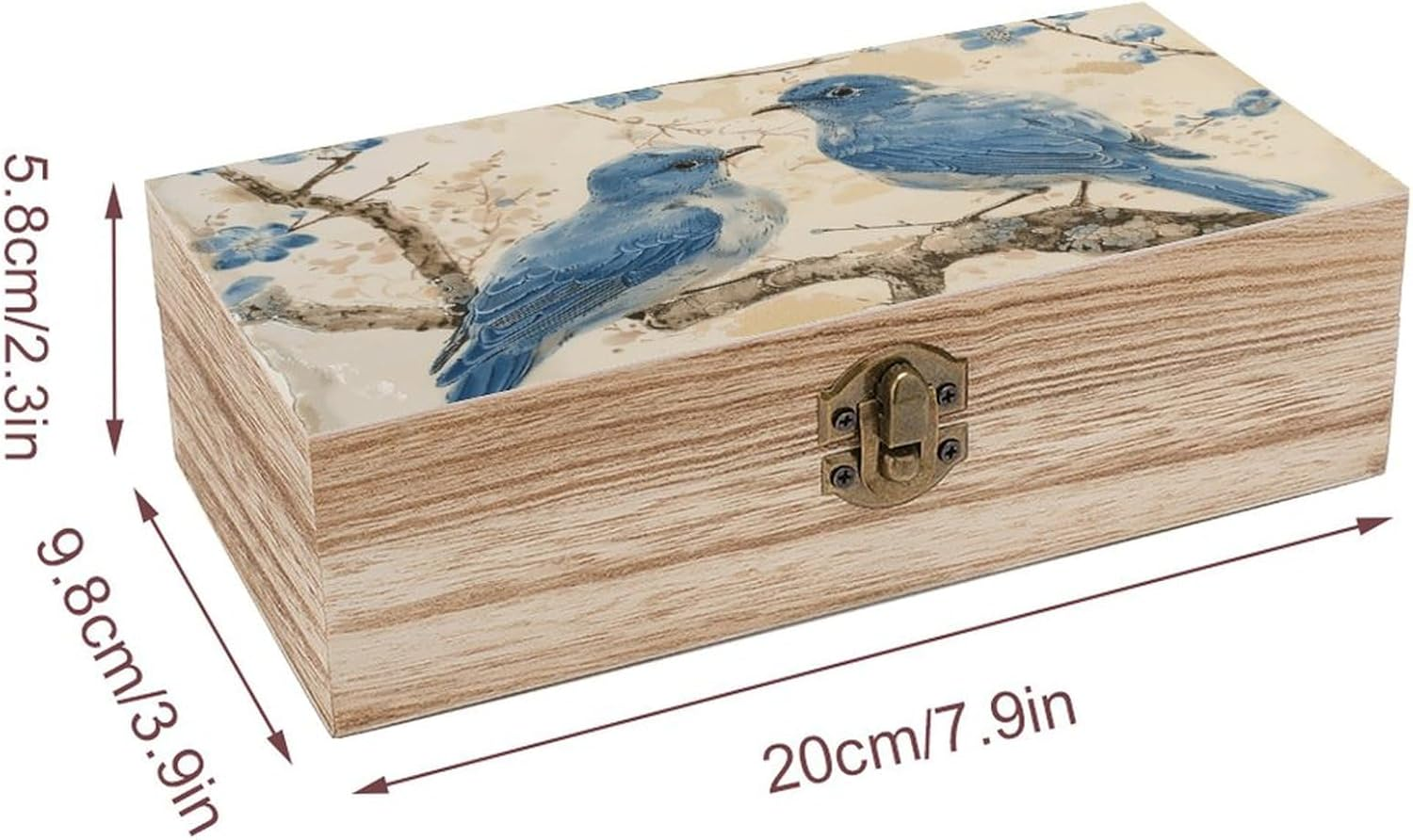 Blue Bird Wooden Box Wood Wedding Keepsake Boxes with Lids Small Decorative Boxes Lightweight Wooden Memory Storage Box for Crafts Keepsakes Jewelry Photo Letter Storage