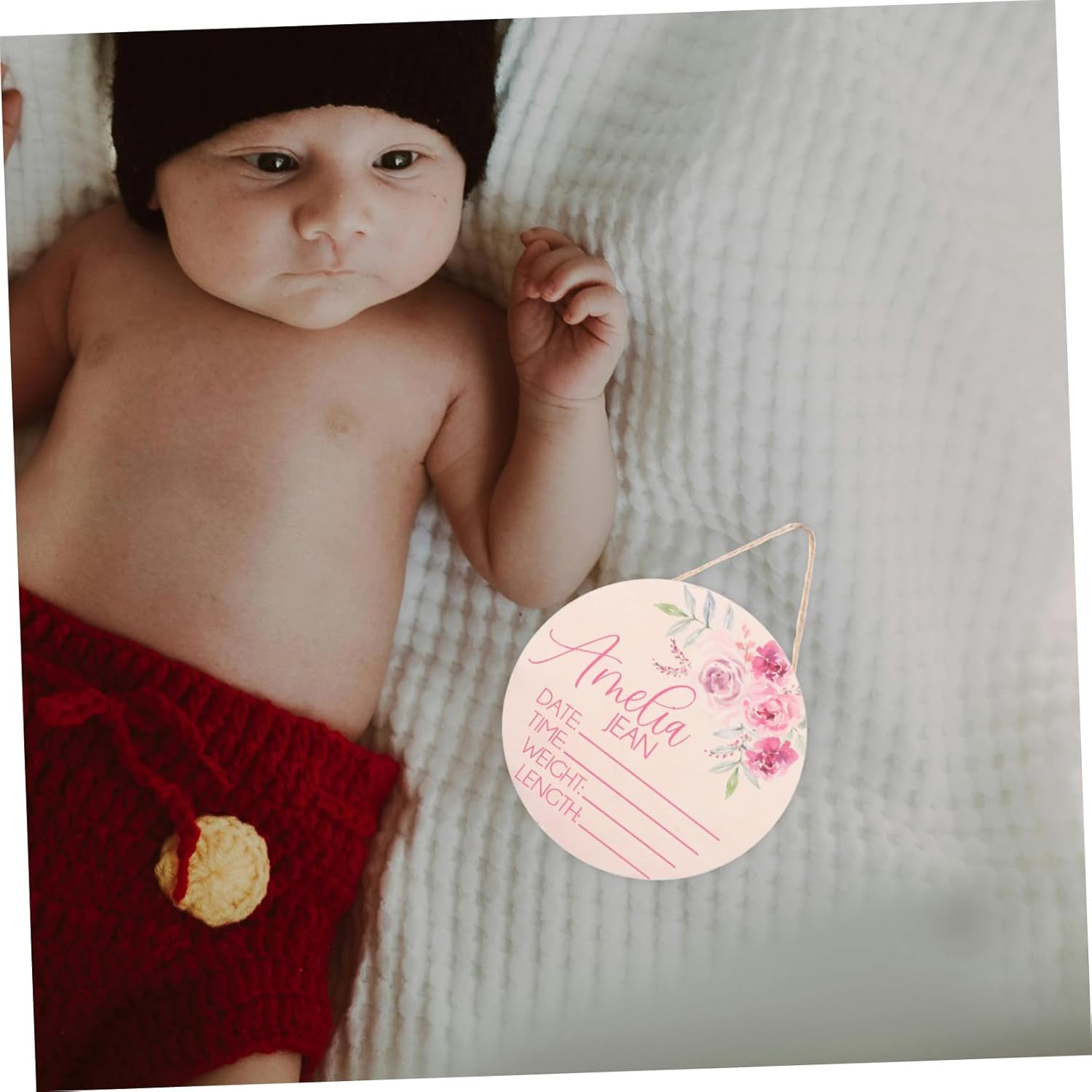 Wooden Baby Name Announcement Sign Set for Newborn Nursery Room, Birth Announcement Sign for Hospital and Home, Newborn Welcome Decor, 2Pcs image number 6