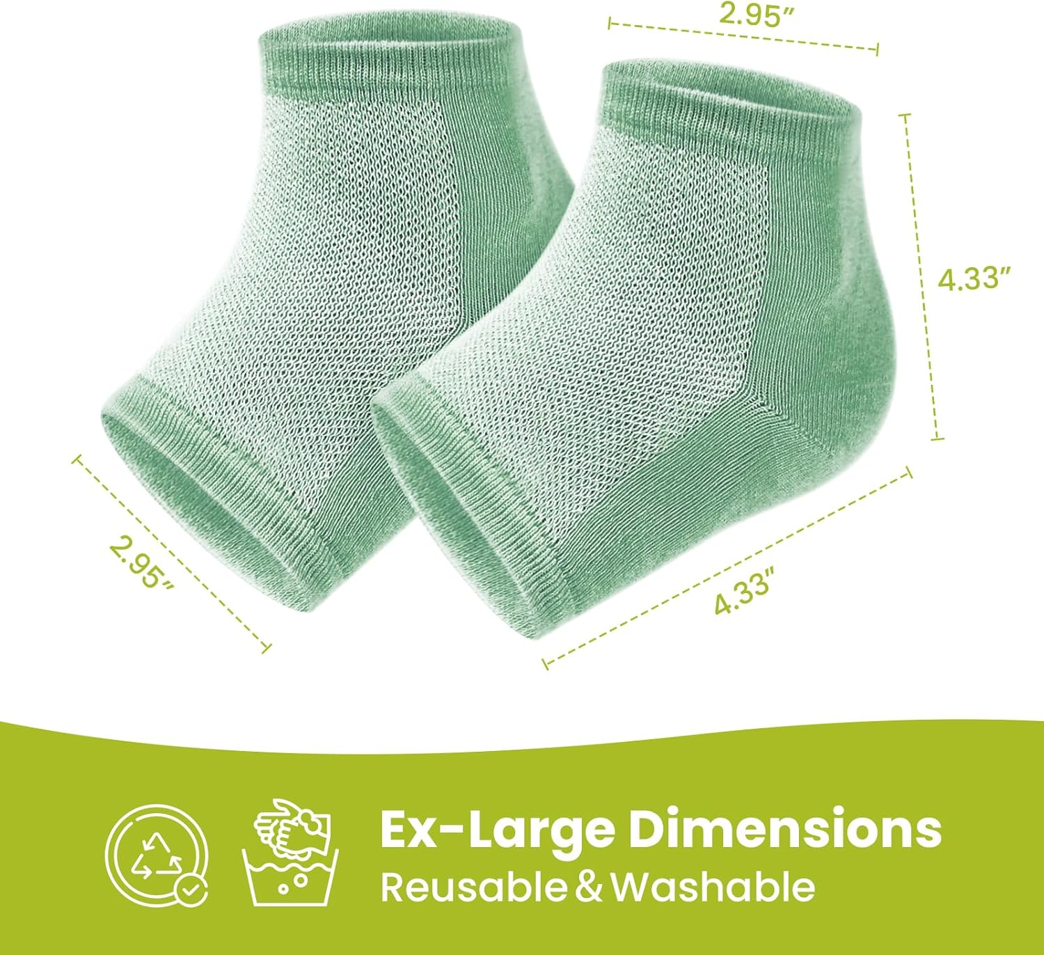 Moisturizing Socks for Cracked Heel Treatment - Bukihome 2 Pairs Moisturizer Socks for Dry Cracked Feet - Toeless Gel Socks for Women & Men，Hydration and Repair (Green)