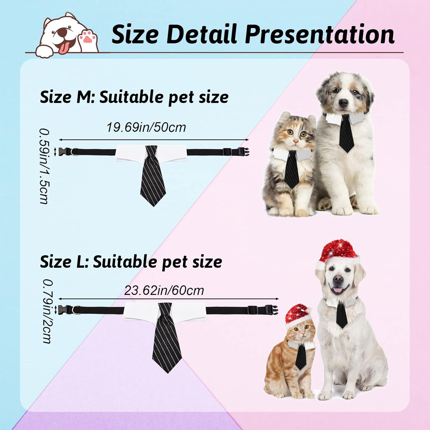 HACRAHO Dog Neck Tie Collar, 1 Pack Wedding Dog Necktie Collar Adjustable Formal Collar Neck Tie for Medium Large Dogs, L image number 6