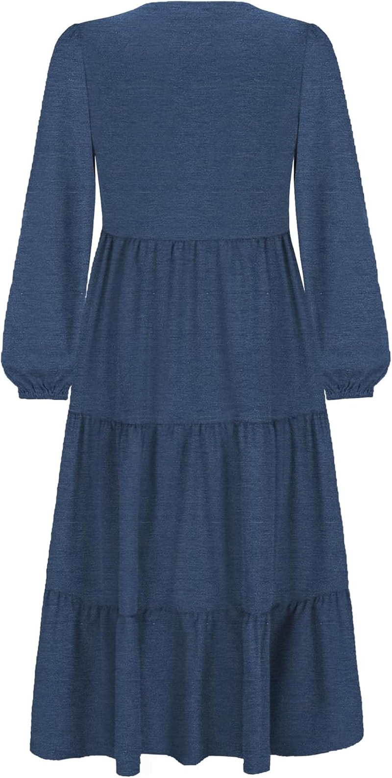 Womens Nursing Midi Dress Breastfeeding Long Sleeve V Neck Fall Fashion Tiered with Pockets image number 7