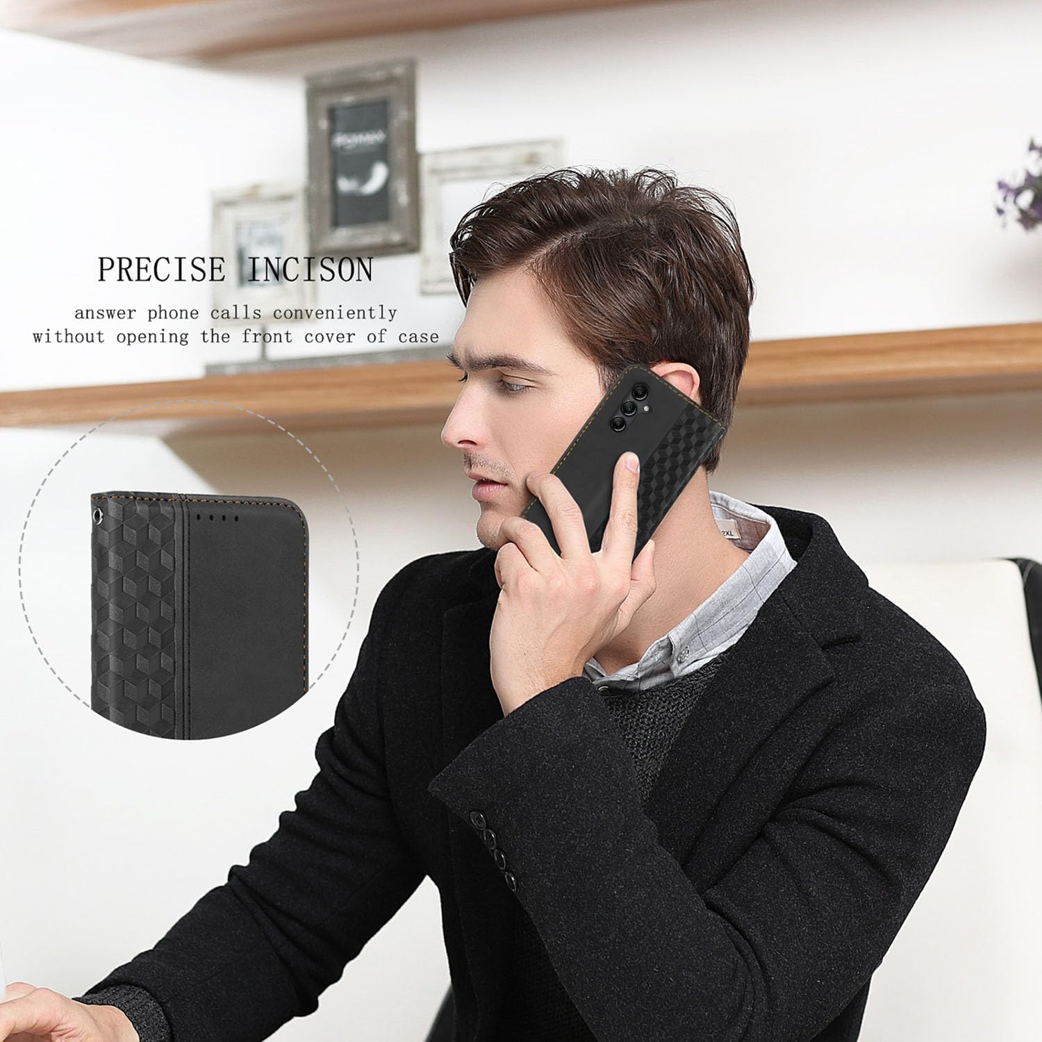 CXTCASE Case for Samsung Galaxy A35, Shockproof PU Leather Flip Folio Cover with Card Slots, Magnetic Wallet Case for Samsung Galaxy A35, Black