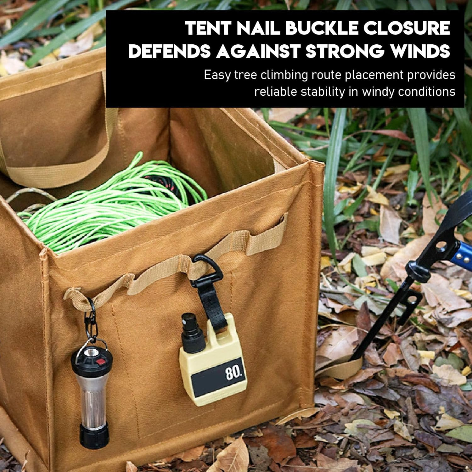 Arborist Throw Line Storage Cube, 33L Large Capacity Oxford Cloth Arborist Throw Bag, Foldable Rope Bag | Arborist Equipment | Lineman Climbing Gear for Picnic Camping BBQ (Khaki) image number 1