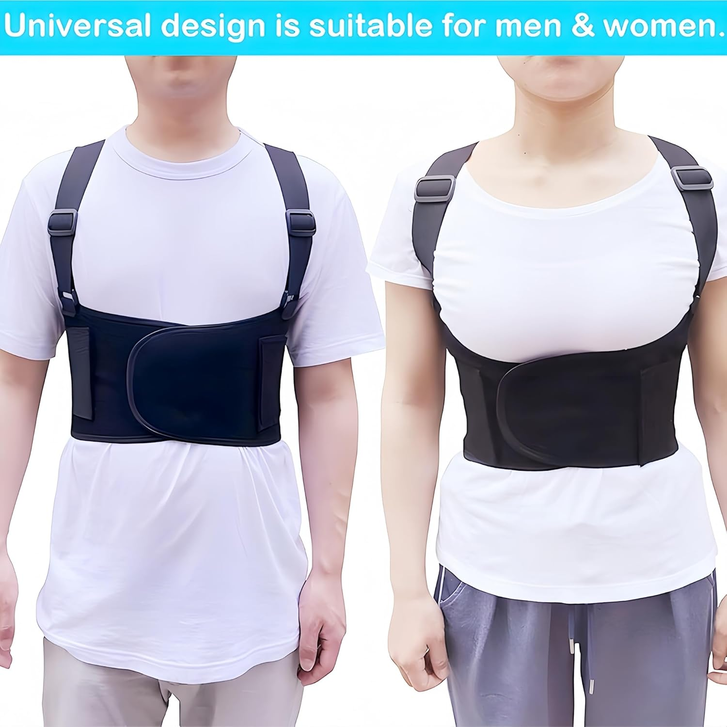 STRONGBERRY Rib Brace for Women & Men - Adjustable Rib Protector Belt for Broken, Bruised Ribs & Sternum Support (XL) image number 1